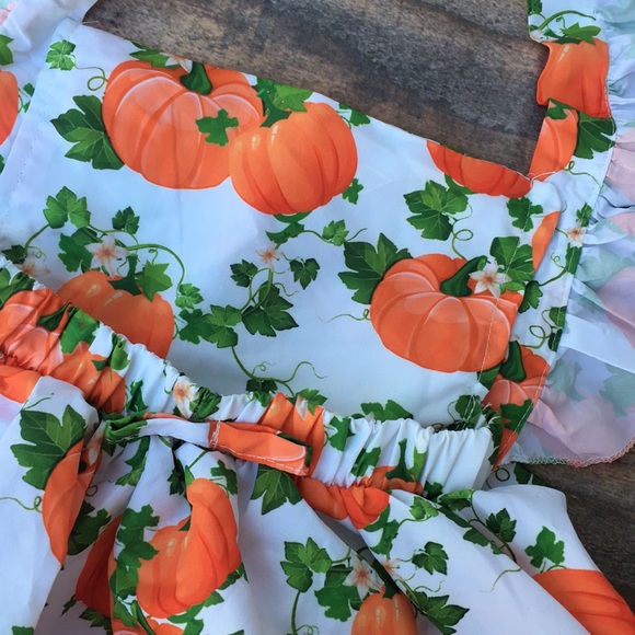 Pumpkin Ruffle Pinafore Jumper Dress - Picture 5 of 8